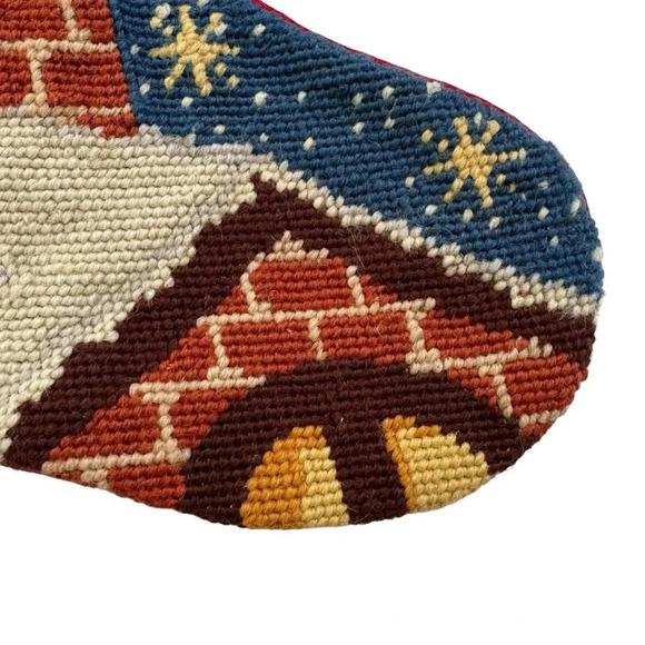 NWT Vintage The Jabara Group 100% Wool Needlepoint Santa Christmas Stocking - Picture 2 of 8